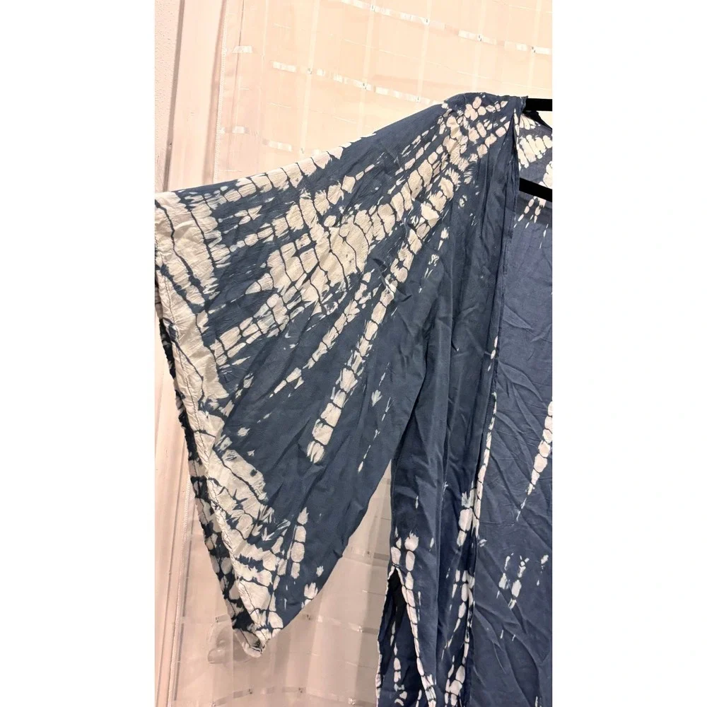 American Eagle Blue Tie Dye Kimono Cardigan‎ Wrap XS S Boho Shibori Open Front